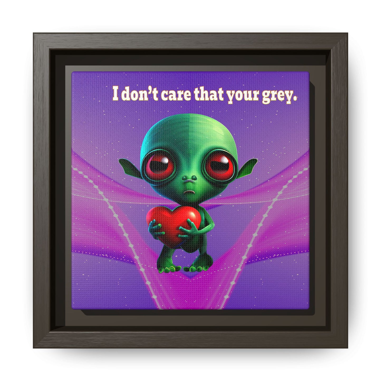 I don't care that your grey - framed canvas art (purple-pink wave)