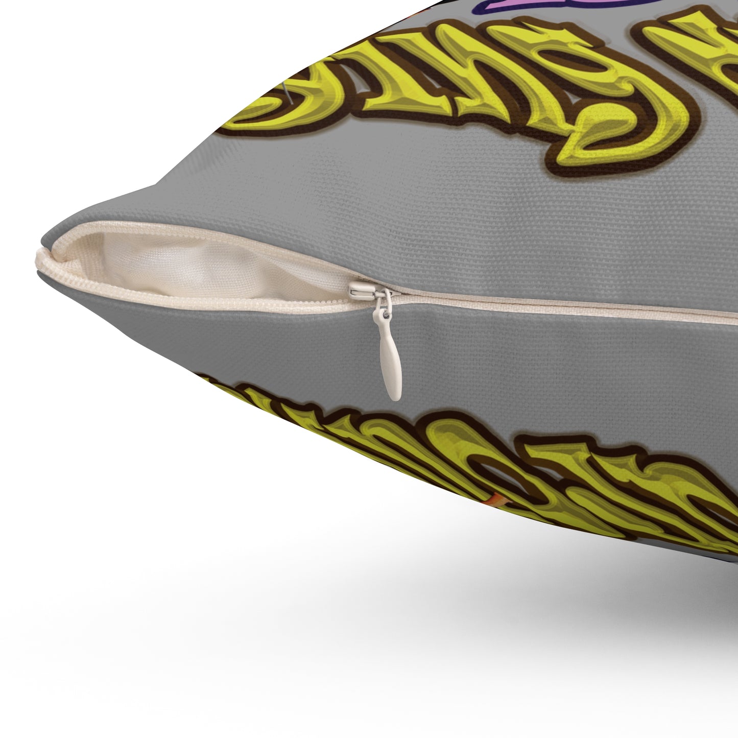 the bum's shit - Spun Polyester Square Pillow - (grey)