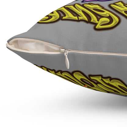 the bum's shit - Spun Polyester Square Pillow - (grey)