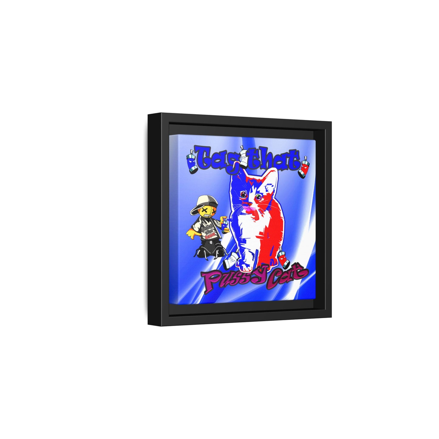 tag that - framed canvas art (blue-white wave)