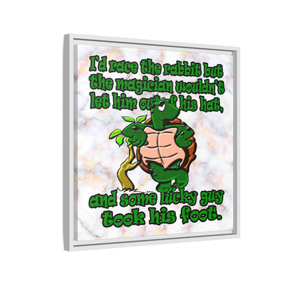turtle race - framed canvas art (white marble)