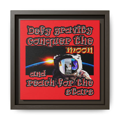 defy conquer reach - framed canvas art (red)