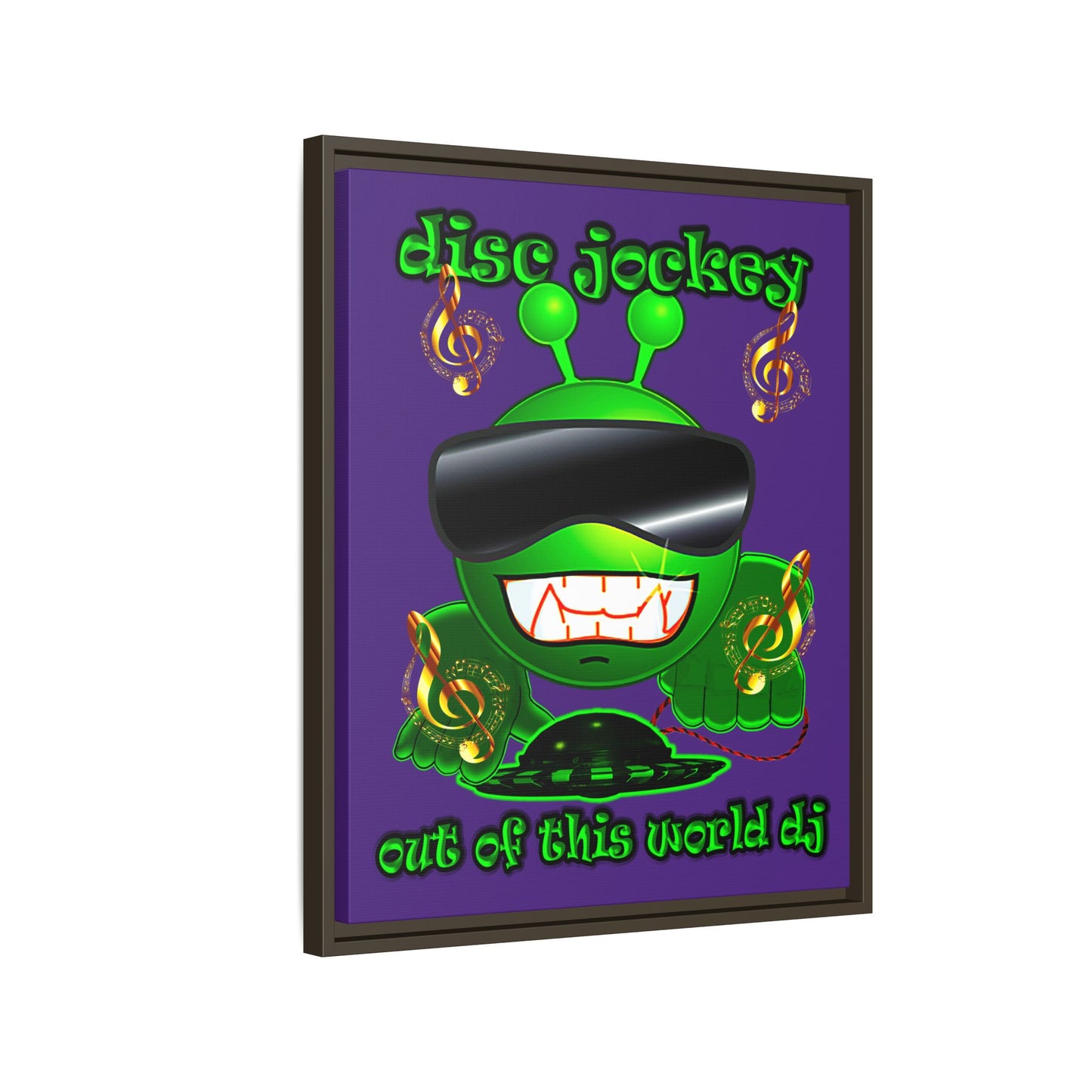 disc jockey - framed canvas art (purple)