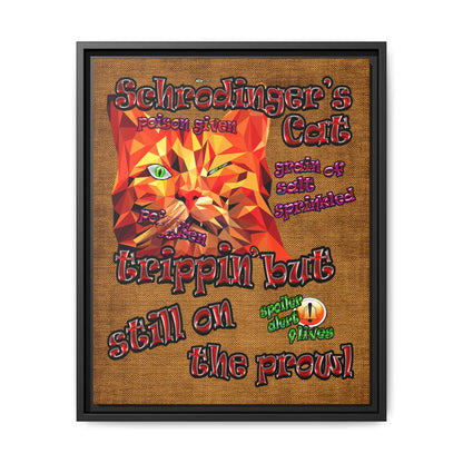 schrodinger's cat - framed canvas art (brown papyrus)