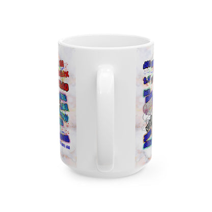 drop the beat - White Mug (white marble)