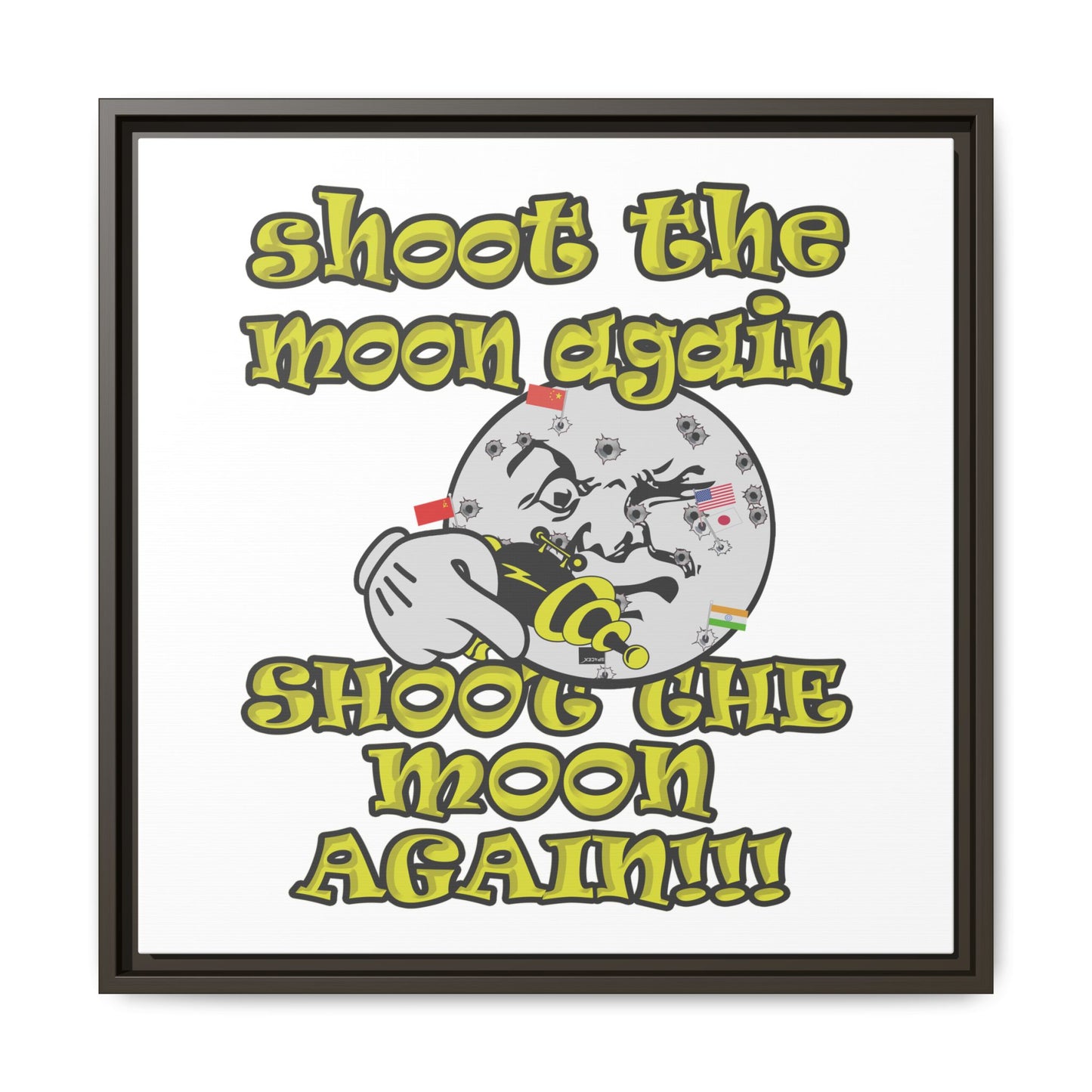 shoot the moon again - framed canvas art (white)
