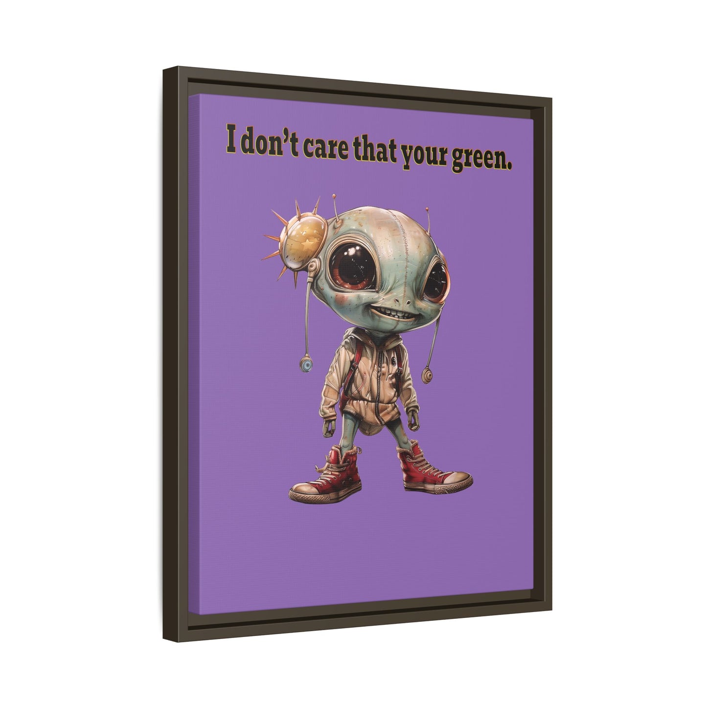 I don't care that your green - framed canvas art (light purple)