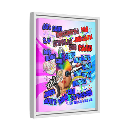 drop the beat - framed canvas art (light blue-pink wave)