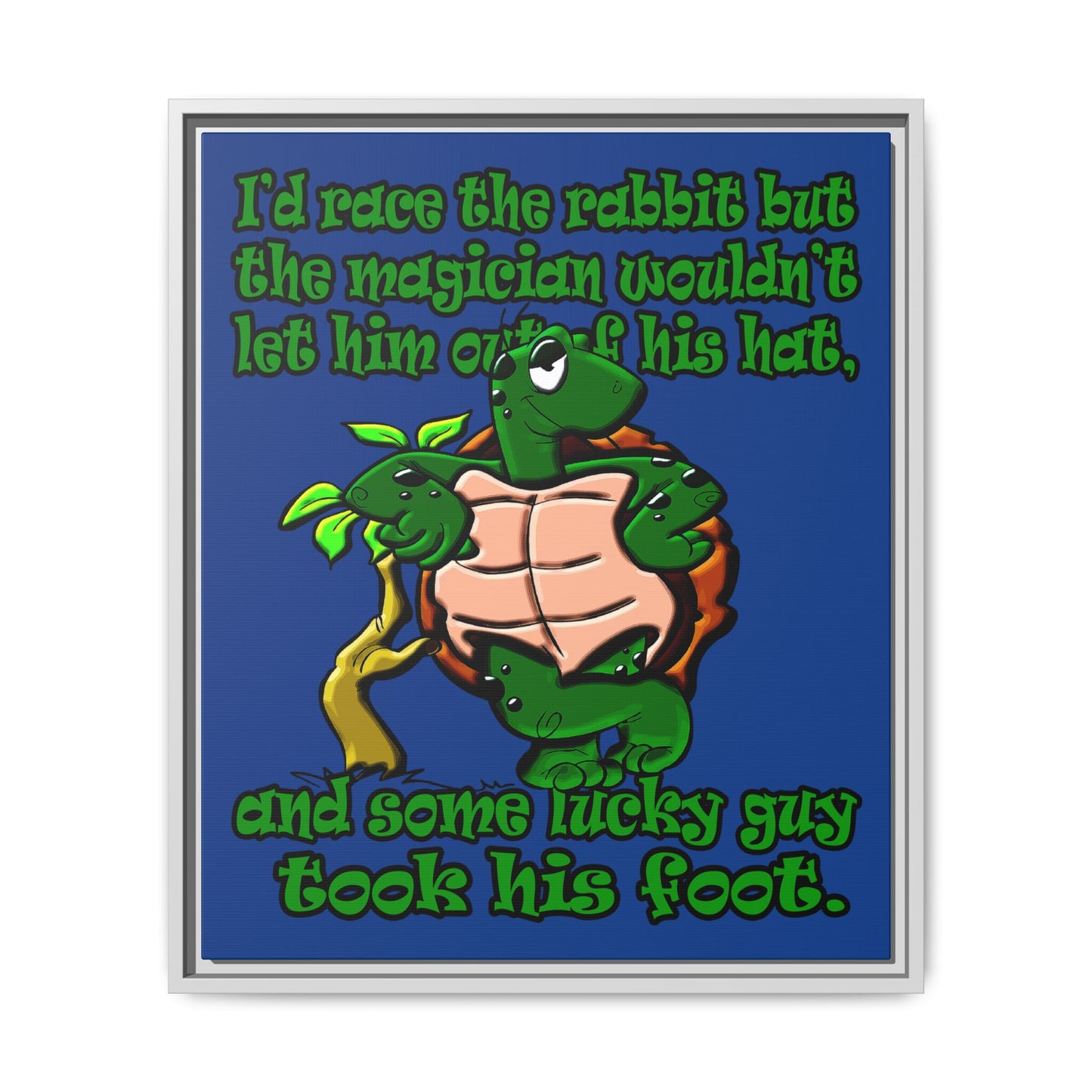 turtle race - framed canvas art (dark blue)