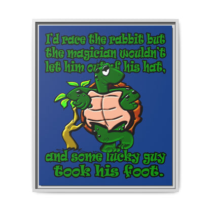 turtle race - framed canvas art (dark blue)