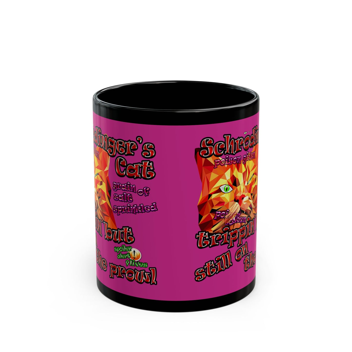 schrodinger's cat - Black Mug (pink)