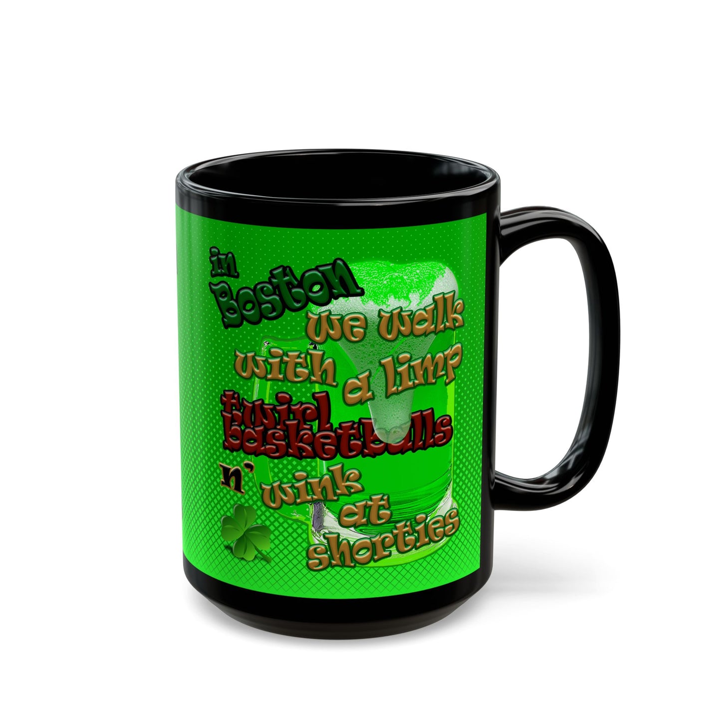 celtics logo - Black Mug (logo green)