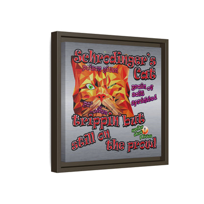 schrodinger's cat - framed canvas art (brushed nickel)
