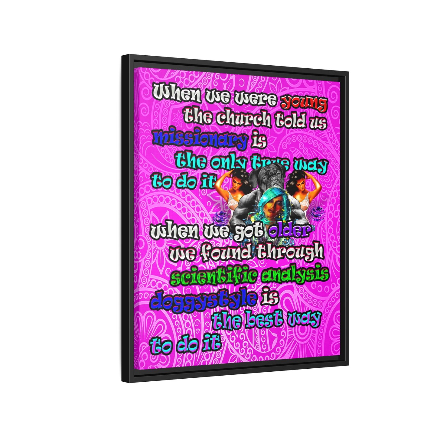 doggystyle - framed canvas art (pink swirl)