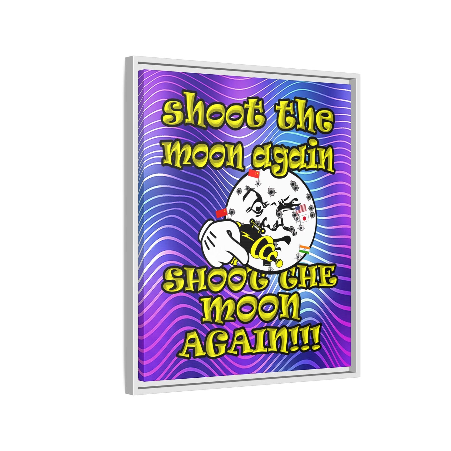 shoot the moon again - framed canvas art (purple wave)