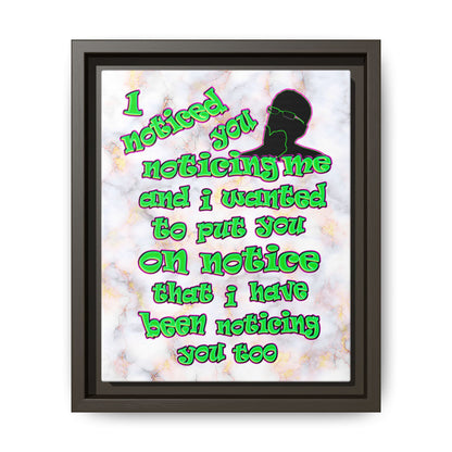 noticed you noticing - framed canvas art (white marble)