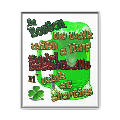 celtics logo - framed canvas art (white)