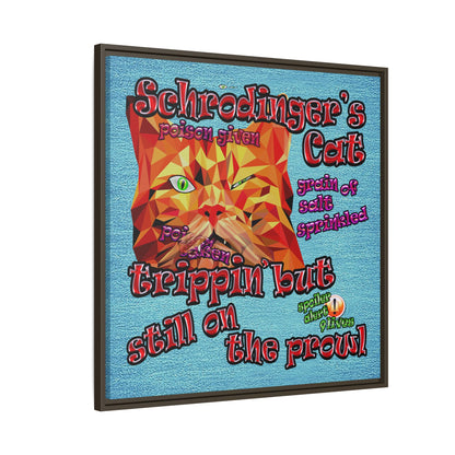 schrodinger's cat - framed canvas art (faded blue)