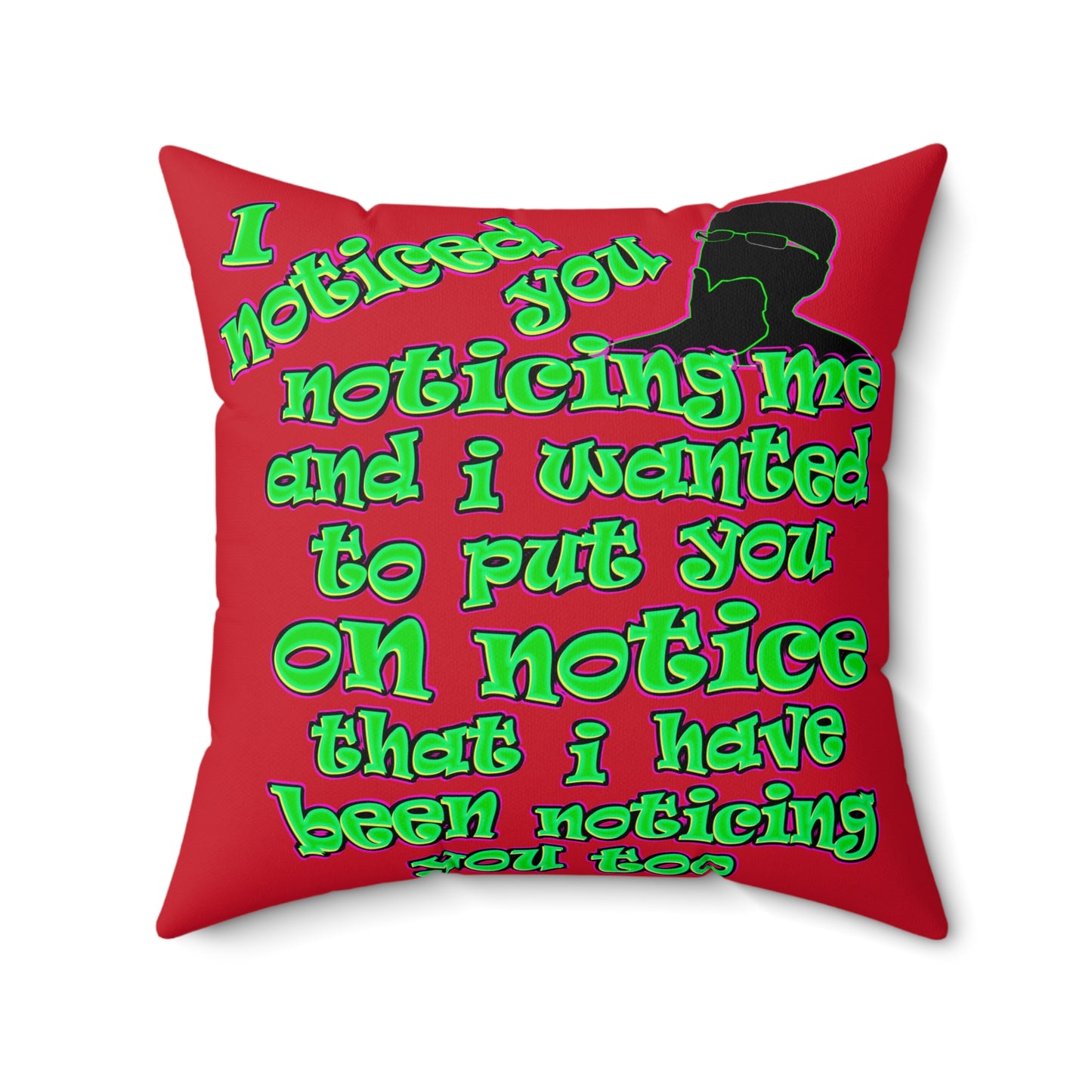 noticed you noticing - Faux Suede Square Pillow - (dark red)