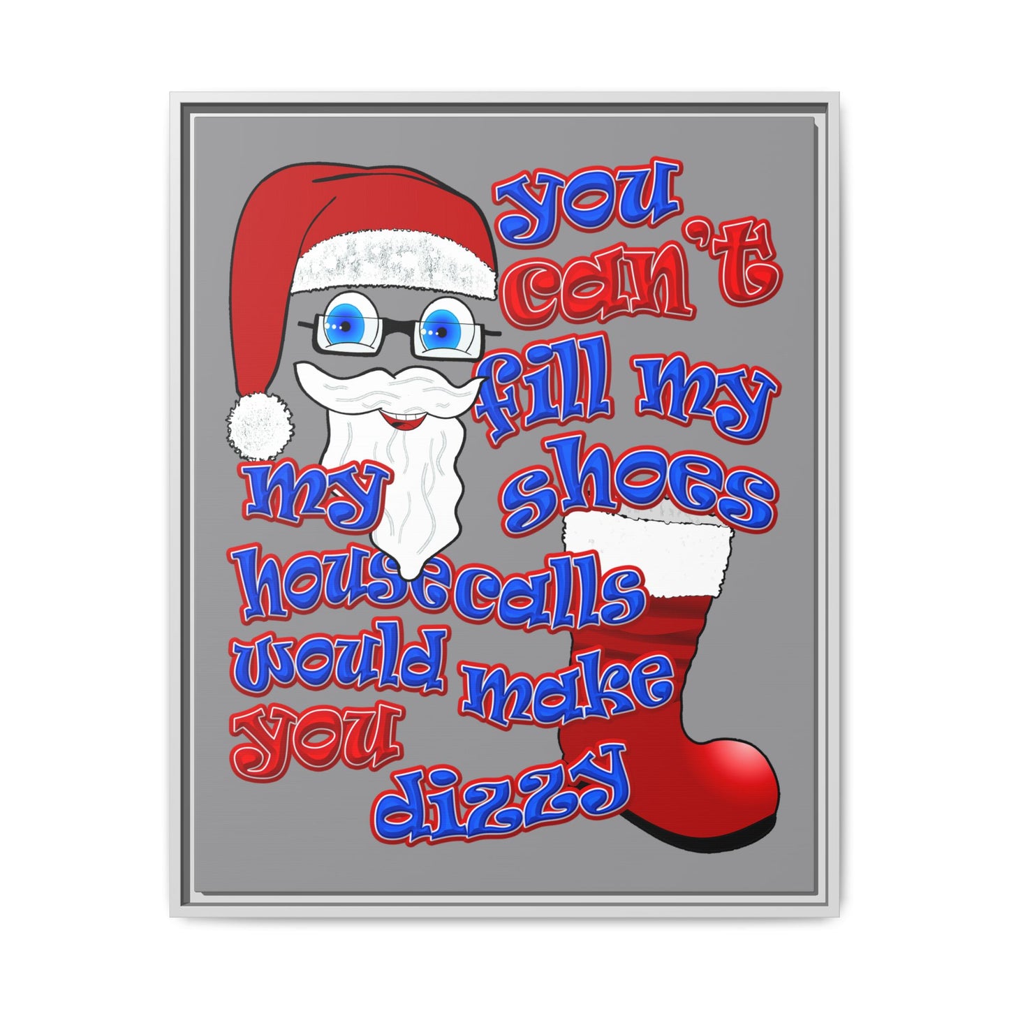 santa's shoes - framed canvas art (grey)