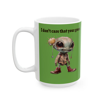 I don't care that your grey - White Mug (green)