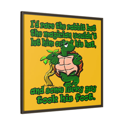 turtle race - framed canvas art (yellow)