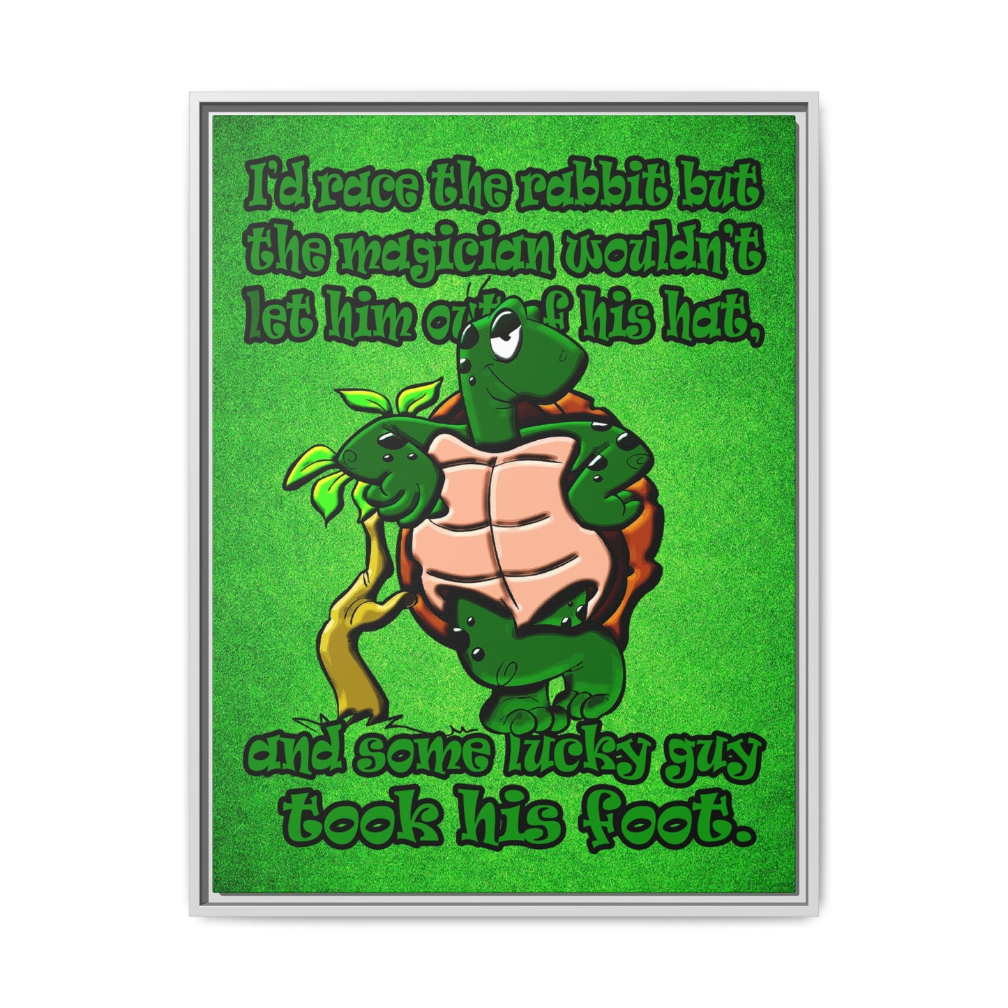 turtle race - framed canvas art (green turf)