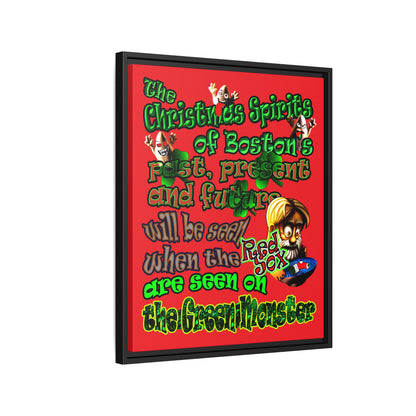 christmas spirits of boston - framed canvas art (red)