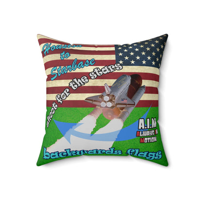 shoot for the stars - Spun Polyester Square Pillow - (green turf)