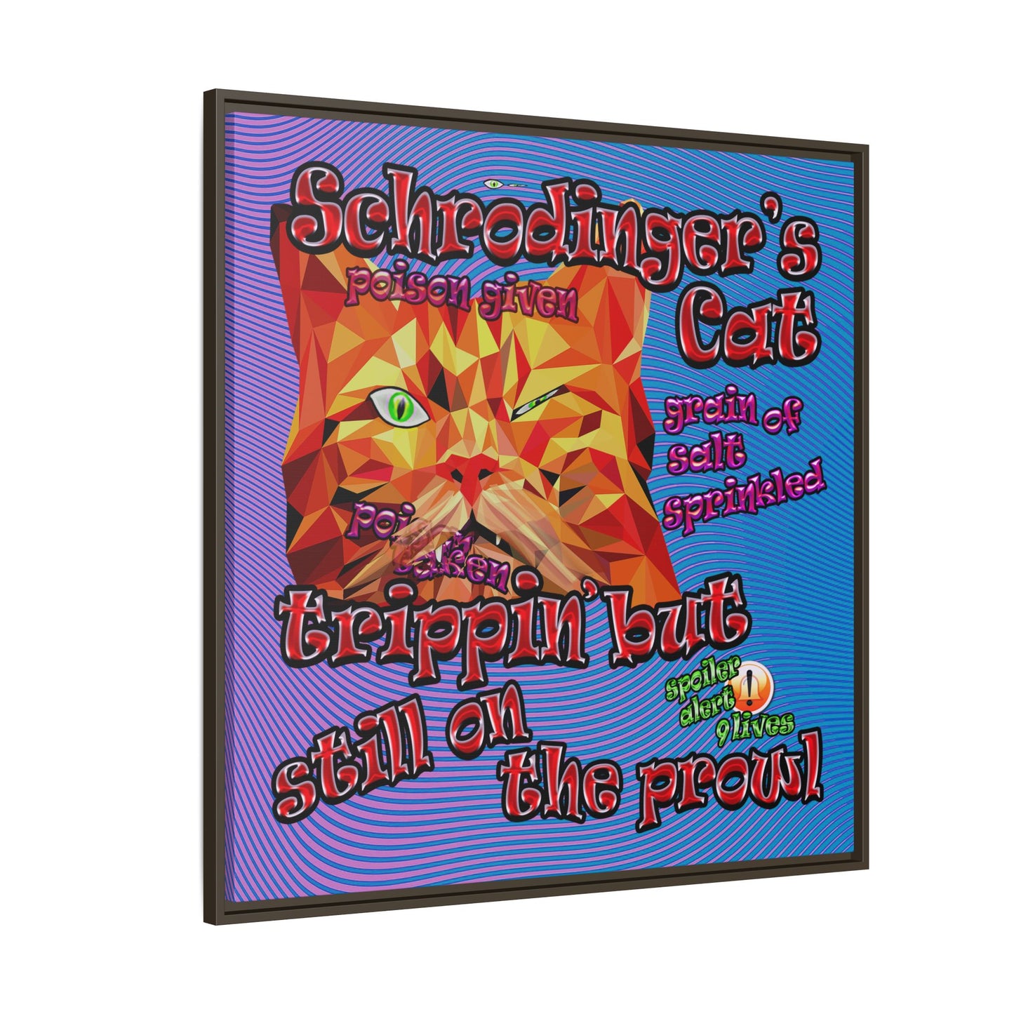schrodinger's cat - framed canvas art (light blue-purple wave)