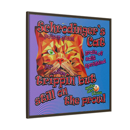 schrodinger's cat - framed canvas art (light blue-purple wave)