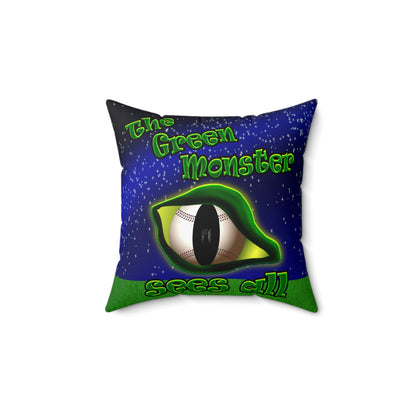 green monster - Spun Polyester Square Pillow - (light blue-pink wave)