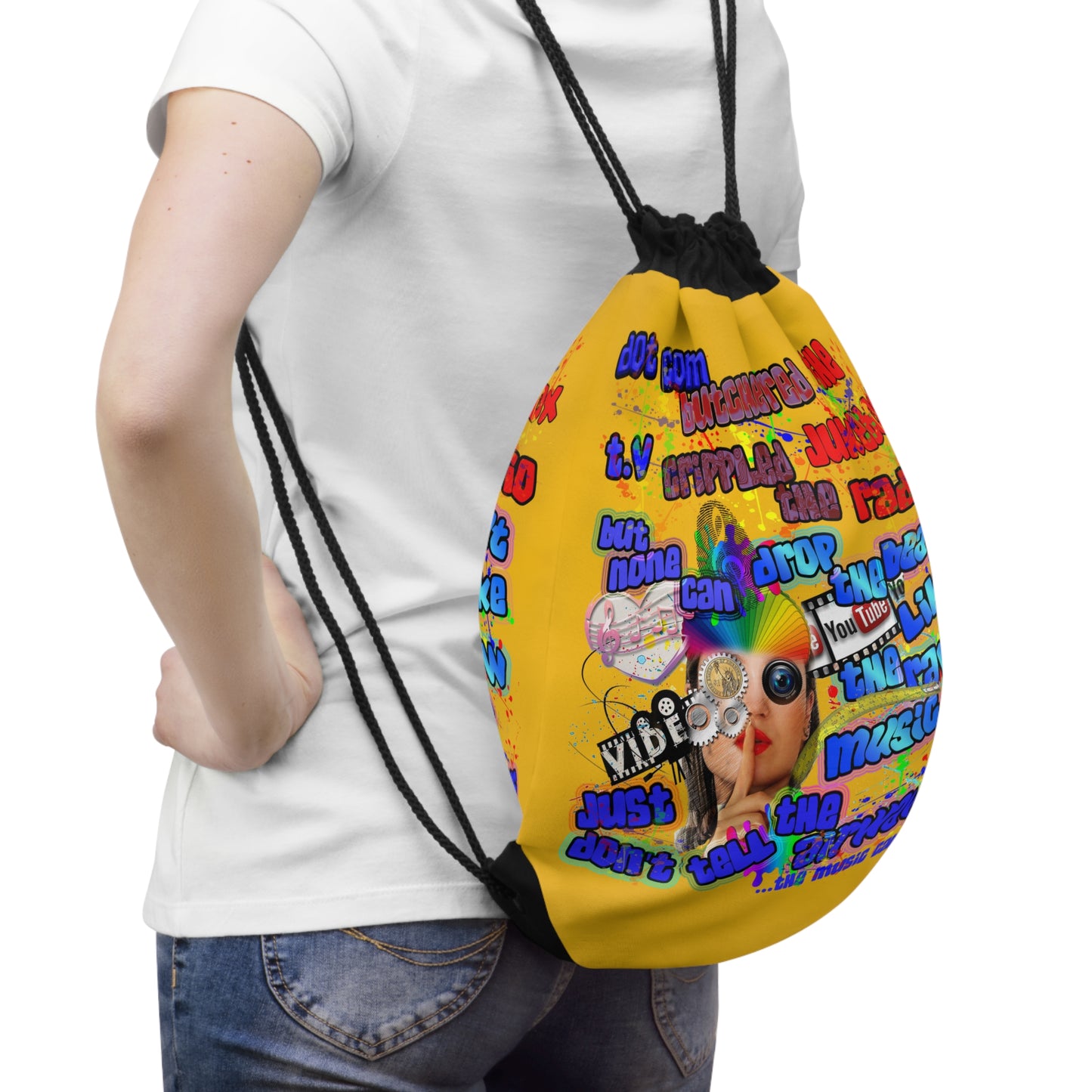drop the beat - Drawstring Bag (yellow)