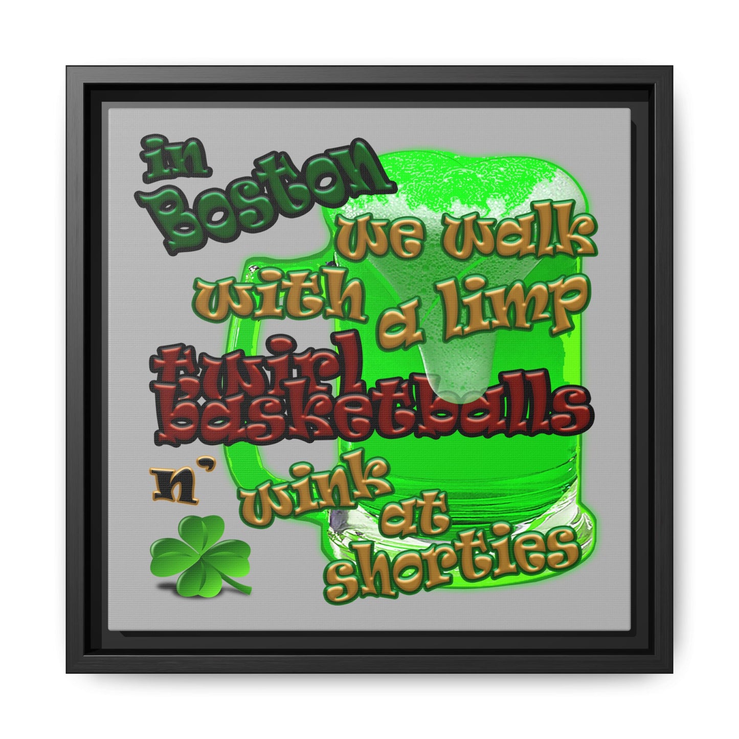 celtics logo - framed canvas art (light grey)