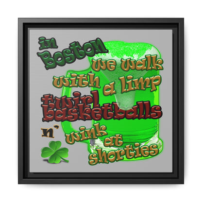 celtics logo - framed canvas art (light grey)