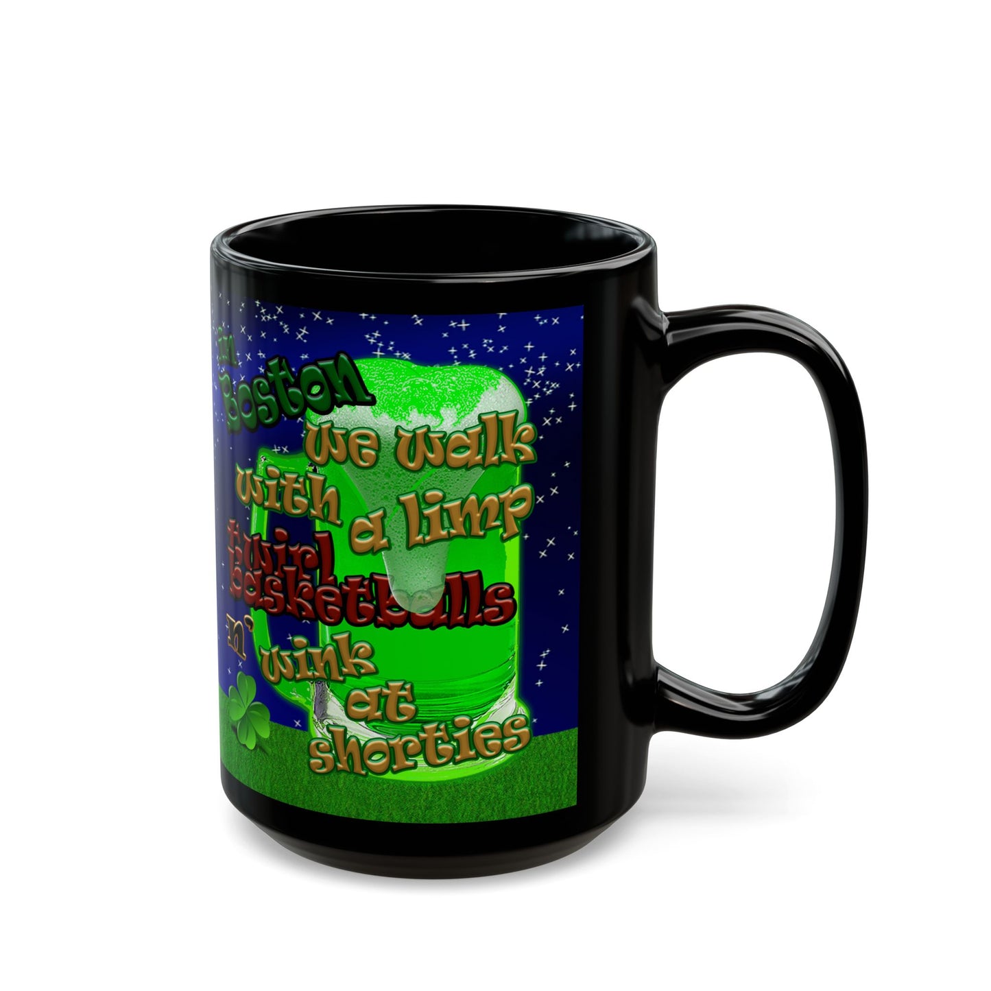 celtics logo - Black Mug ('snoops' background)