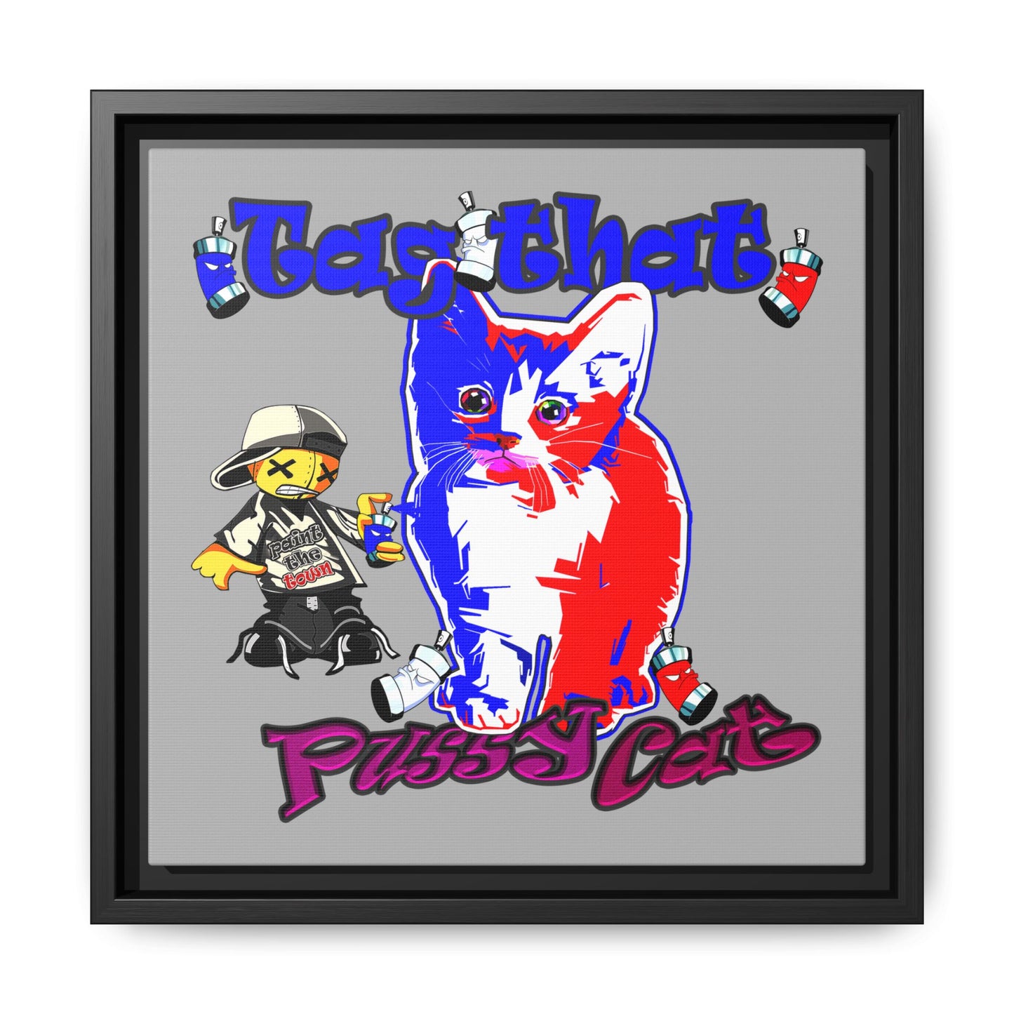 tag that - framed canvas art (light grey)