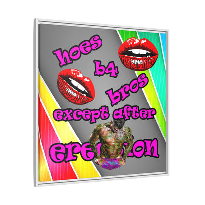 hoes b4 bros - framed canvas art (rainbow split)