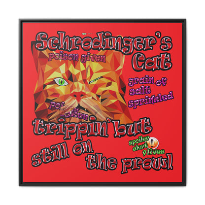 schrodinger's cat - framed canvas art (red)