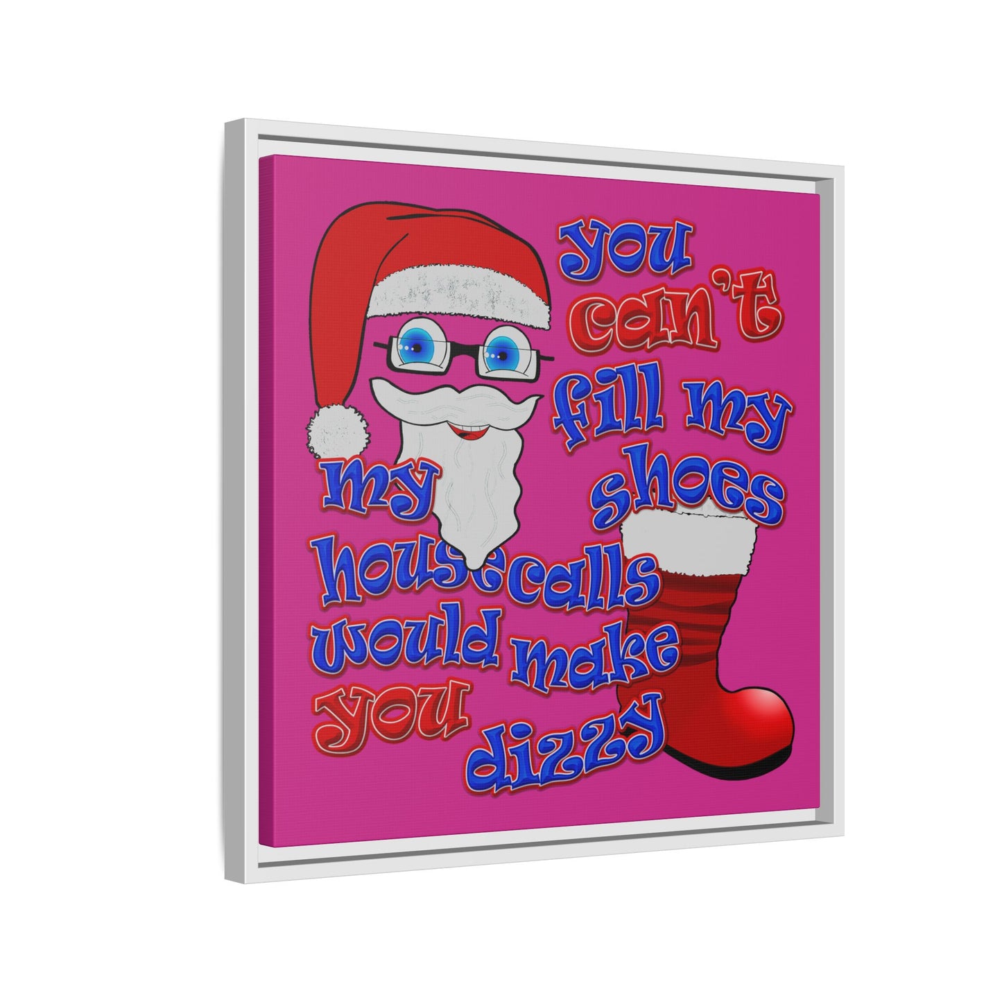 santa's shoes - framed canvas art (pink)
