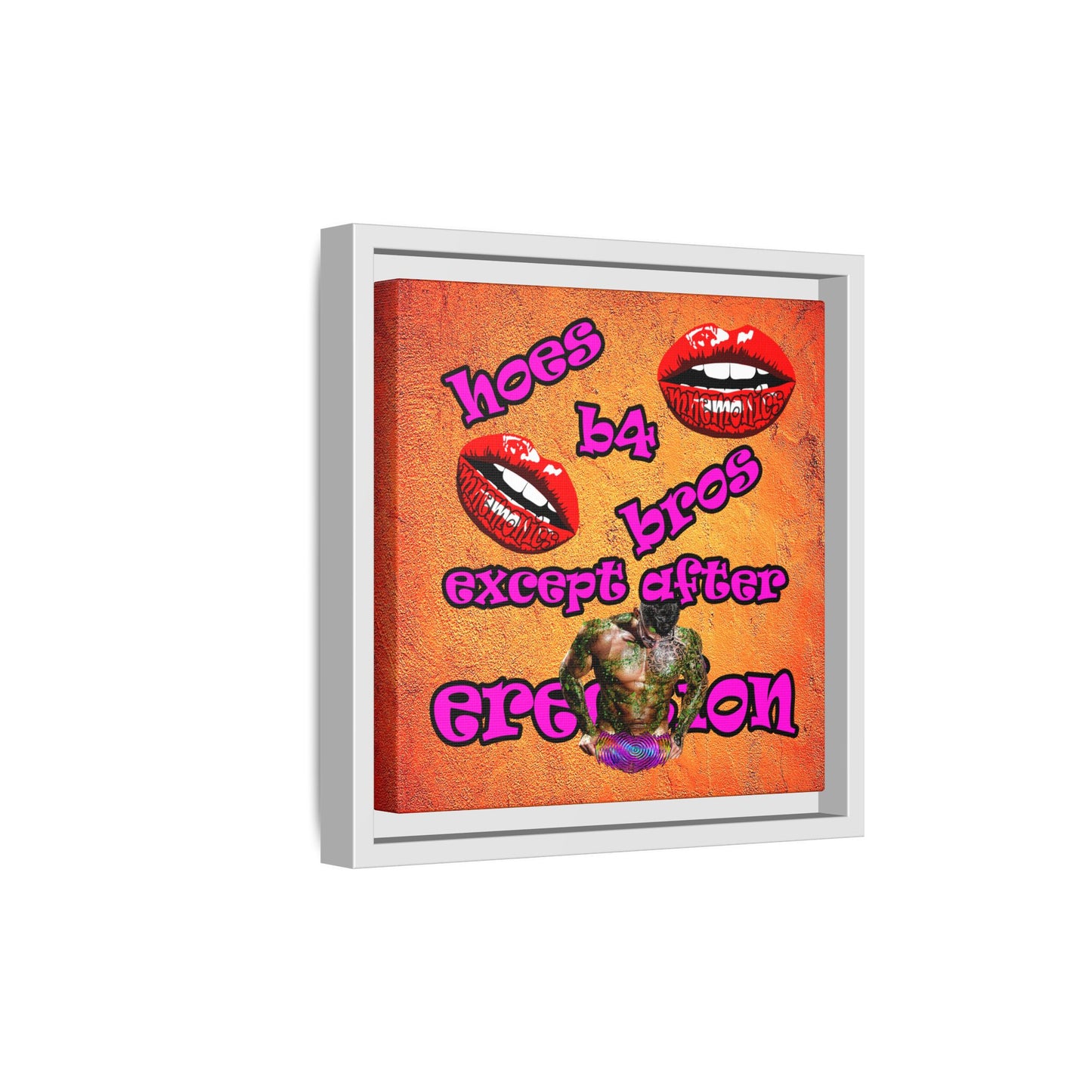 hoes b4 bros - framed canvas art (burnt orange)
