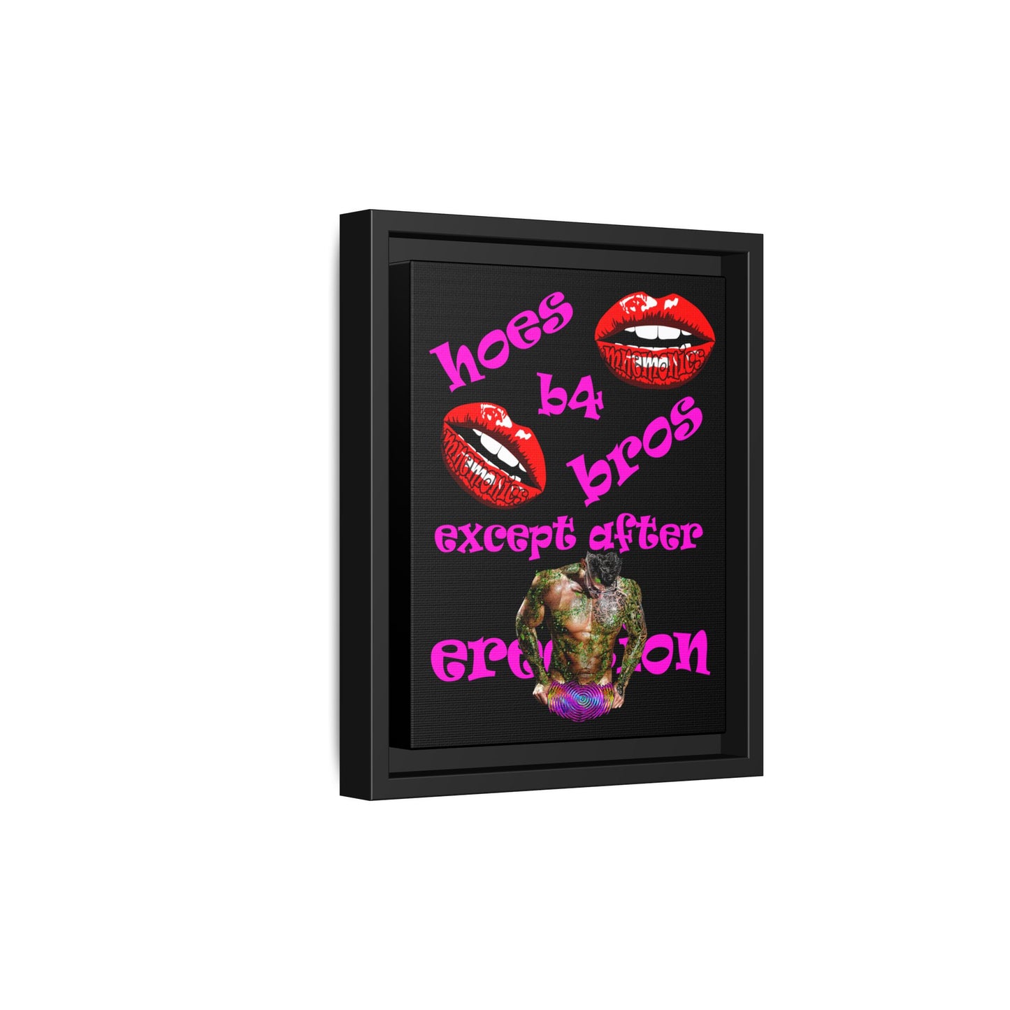 hoes b4 bros - framed canvas art (black)