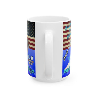 shoot for the stars - White Mug (blue-white wave)