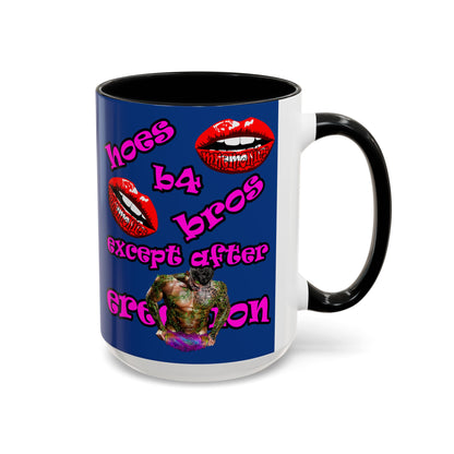 hoes b4 bros - Accent Mug (dark blue)