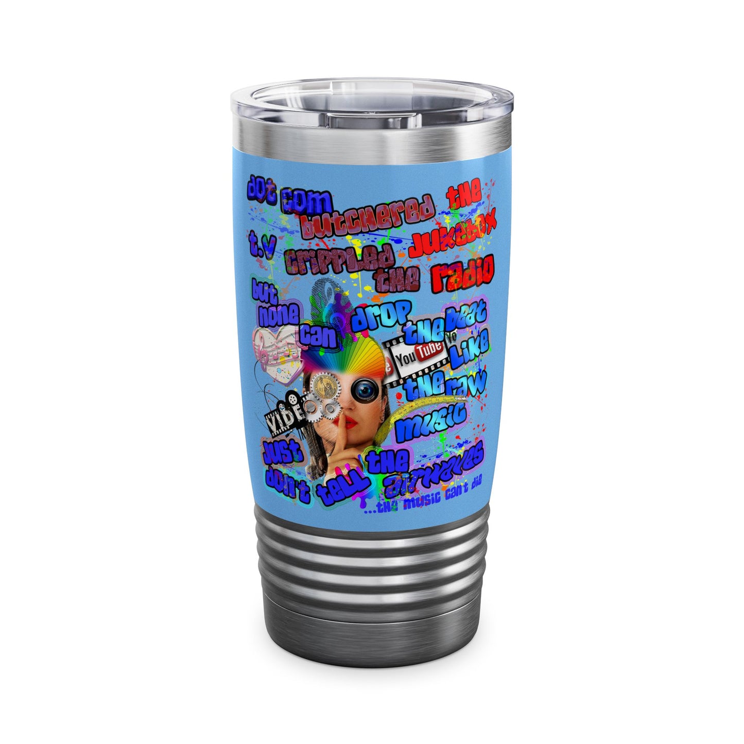 drop the beat - Ringneck Tumbler, 20oz (light blue)