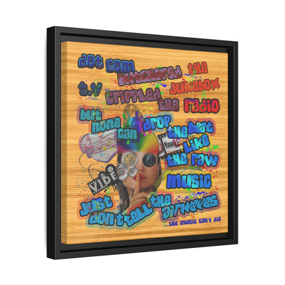 drop the beat - framed canvas art (butterscotch wood finish)