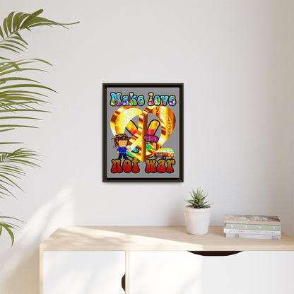 love peace - framed canvas art (grey)