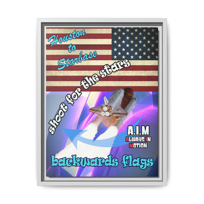 shoot for the stars - framed canvas art (grey-pink wave)