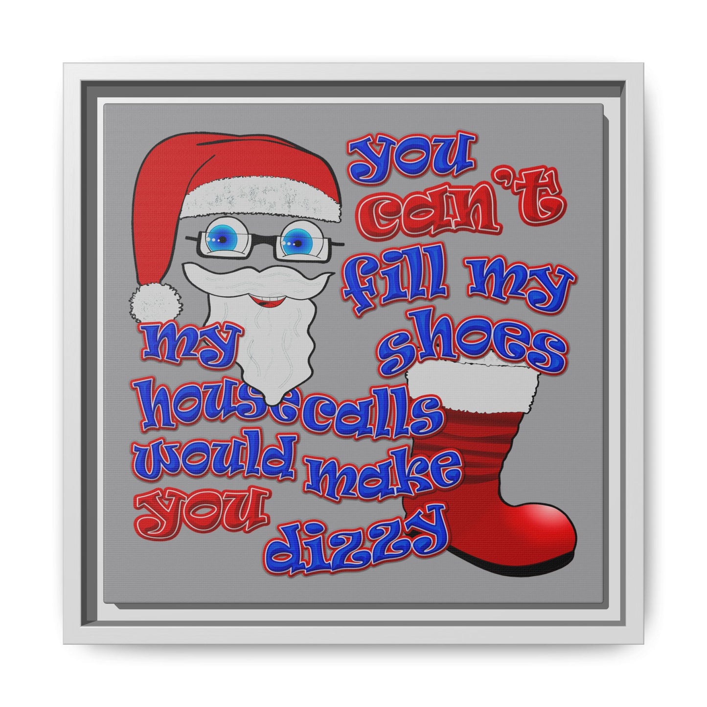 santa's shoes - framed canvas art (grey)