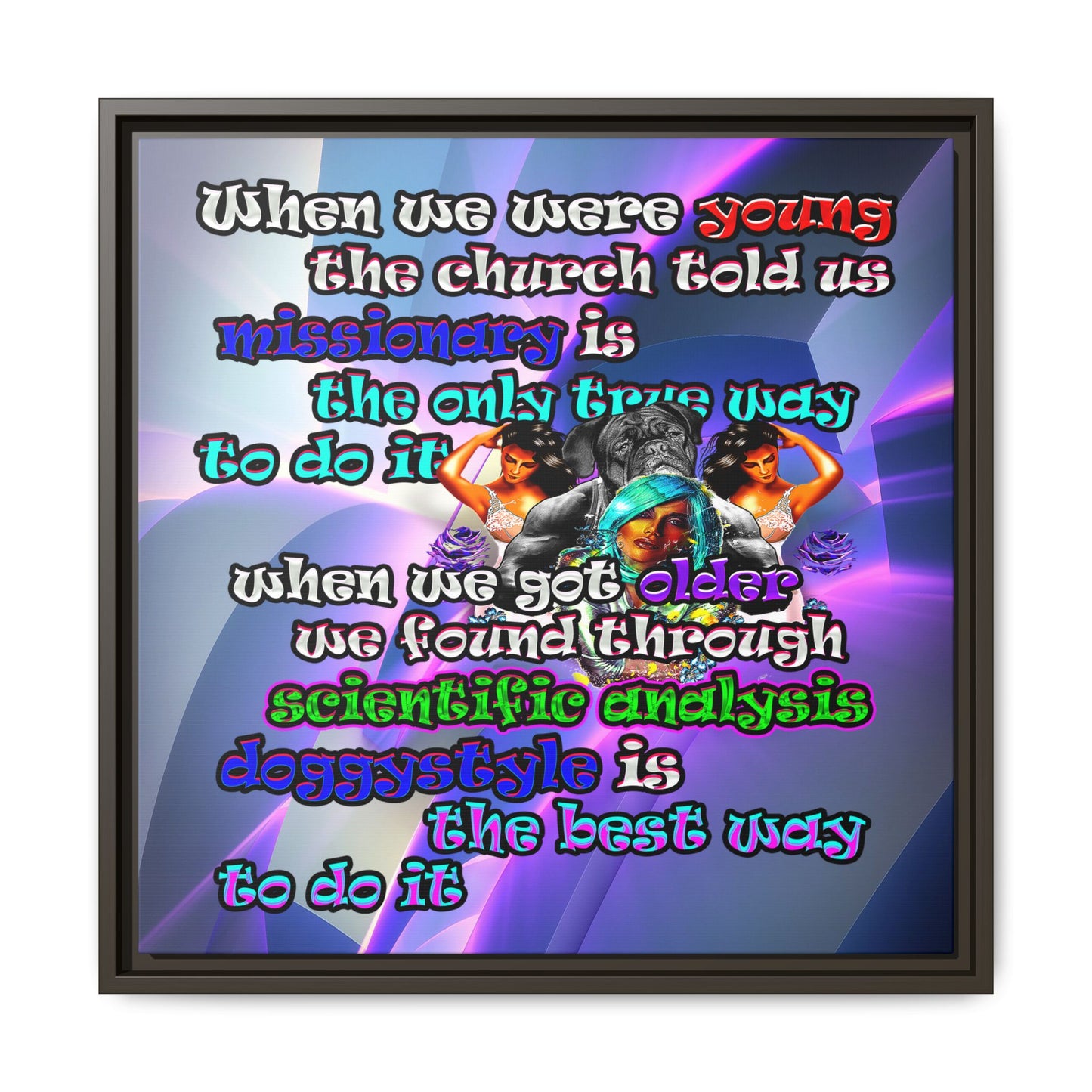 doggystyle - framed canvas art (grey-pink wave)